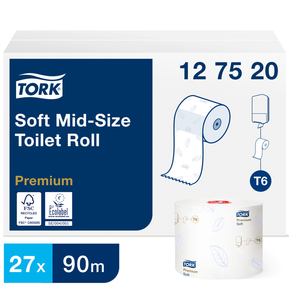 Tork T6 Premium Mid 2 lager mjukt Toalettpapper